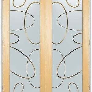 Porta de madeira com vidro jateado
